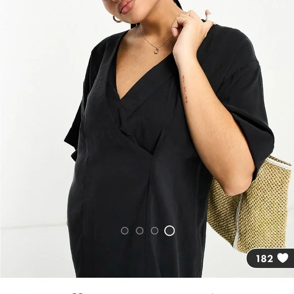 NWT ASOS CURVE Oversized Boxy Black Mini Dress 20 - Picture 3 of 4